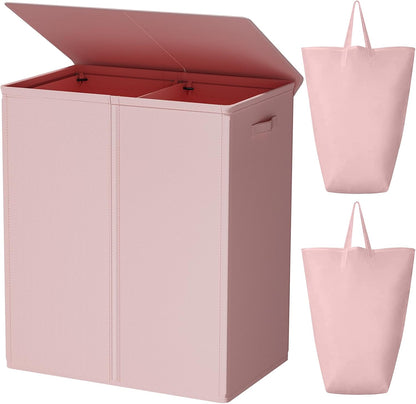 WOWLIVE 180L Laundry Hamper with Lid 3 Section,Large Laundry Basket with Removable Bags and Handles,Collapsible Dirty Clothes Hampers for Laundry,Laundry Basket Organizer for Laundry Room,Dorm,Beige