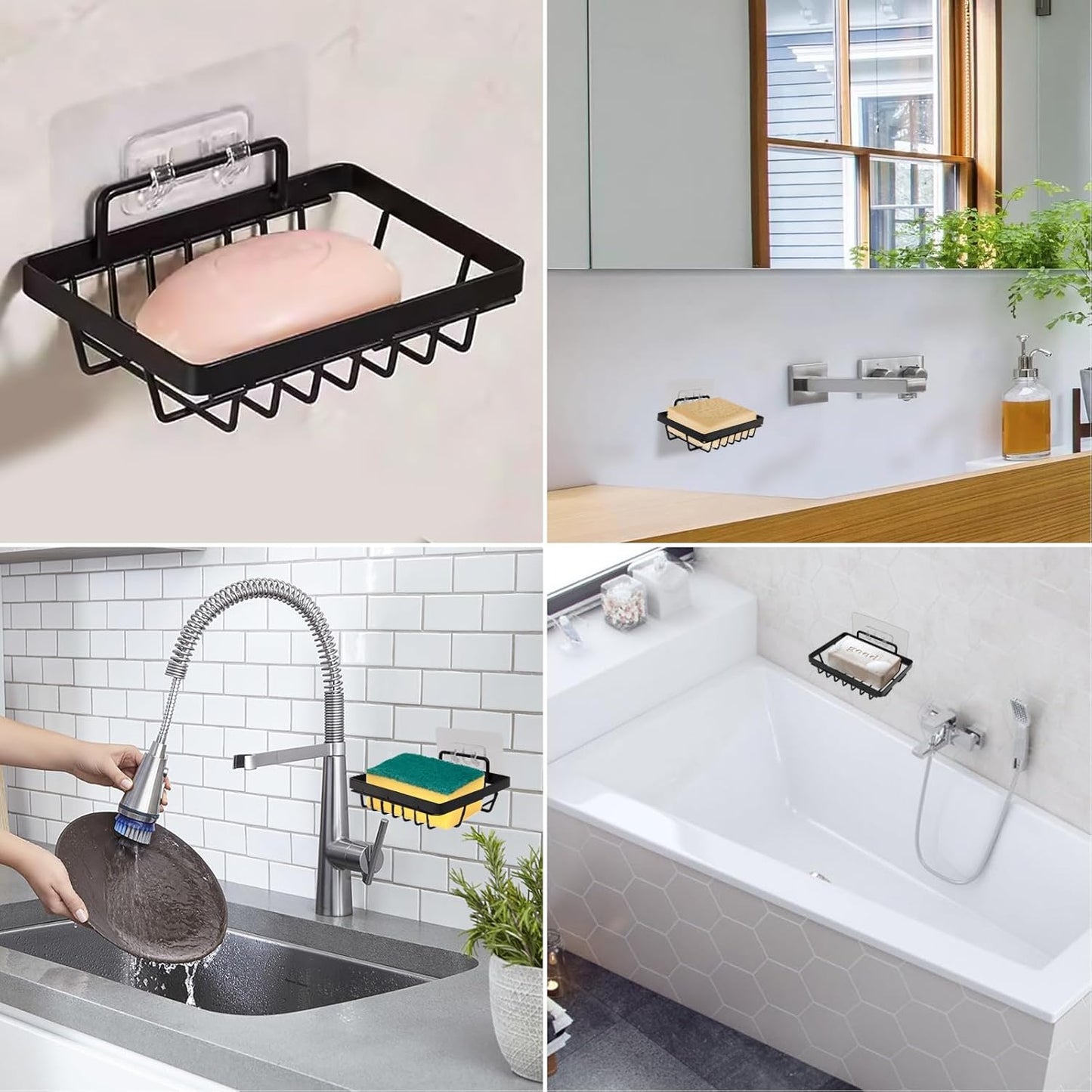 Carrie Joe Soap Holder Self Draining Soap Dish Razor Holder for Shower Wall Not Punched Easy Clean Bar Soap Holder Fit for Bathroom, Kitchen Sink