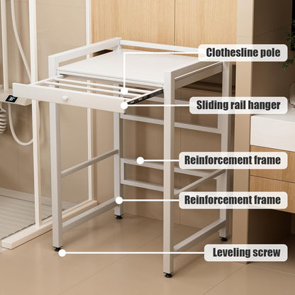 Washer Dryer Shelf Over The Washer Storage Shelf, Washing Machine Storage Utility Rack with Countertop, Height Adjustable Washing Machine Storages Stand White