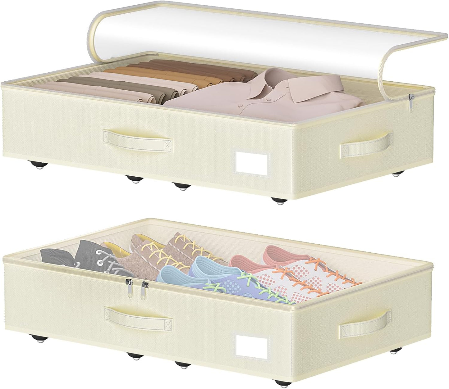 EE-RoomWorld Under Bed Storage with Wheels, No Assemble Required 5.5 inches height grey under bed storage bins,Low Profile Rolling Underbed Shoe Storage containers，dorm underbed storage drawers