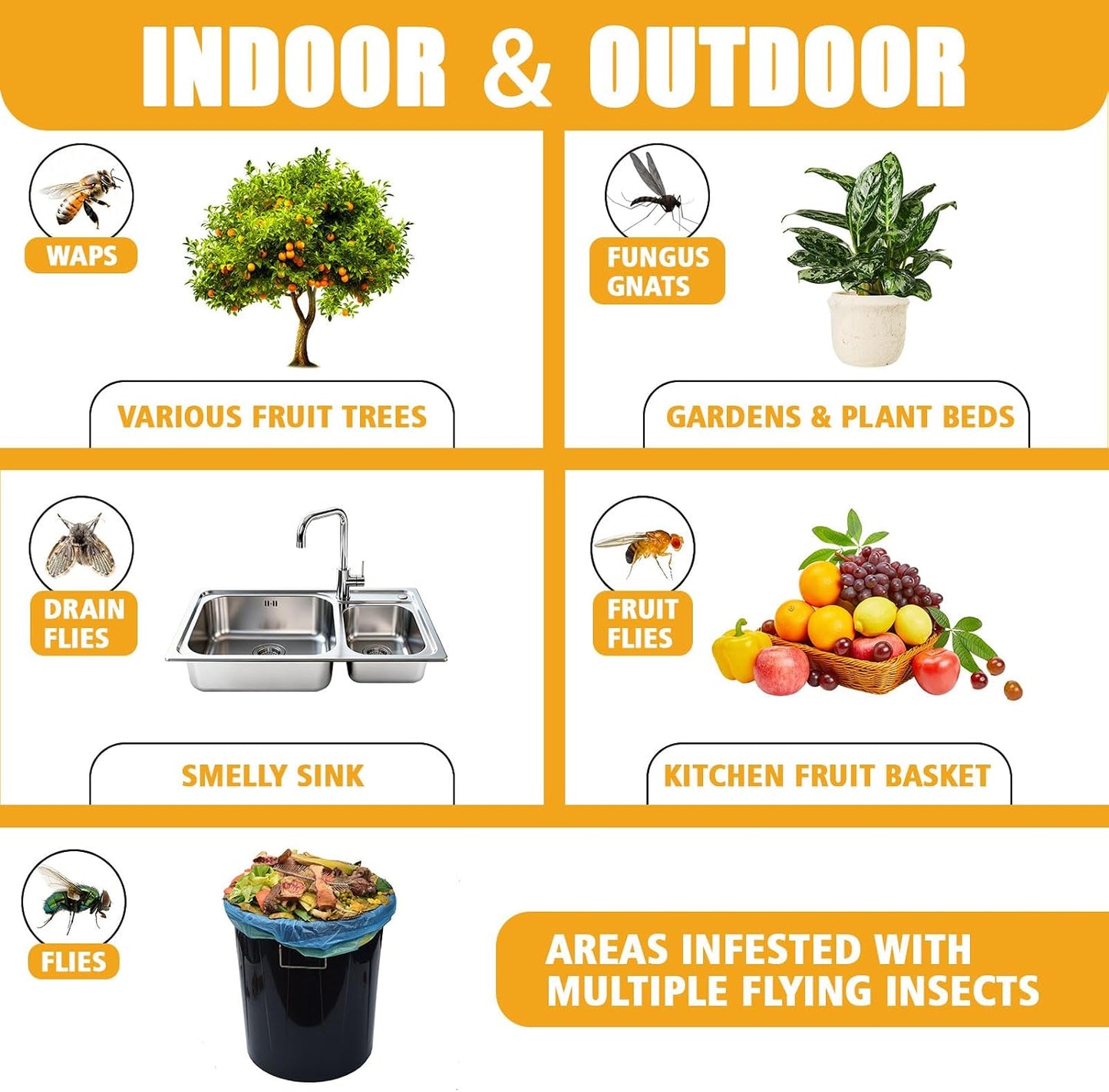 Sticky Insect Trap Ball Osseph Fruit Fly Trap Balls for Indoor Outdoor | Physical Sticky Hanging Bug Ball Catches Flie Gnat Mosquitoe Flying Insects 6pack (Green)