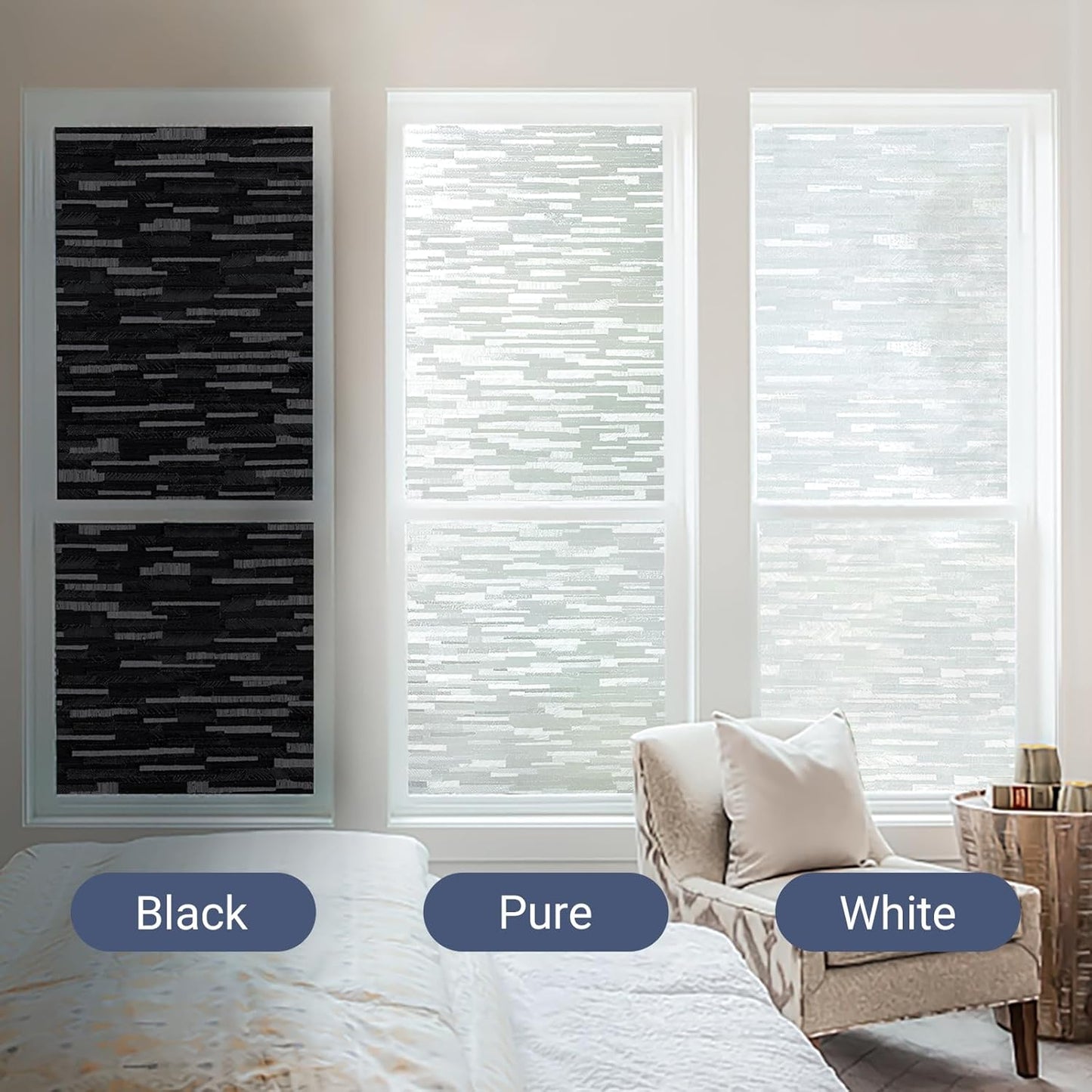 Haton Window Privacy Film, Frosted Glass Static Cling Sun Heat Blocking Window Clings, Frosting Opaque Coverings Stickers Tint for Home Office Door, Non Adhesive, White 17.5" x 78.7"