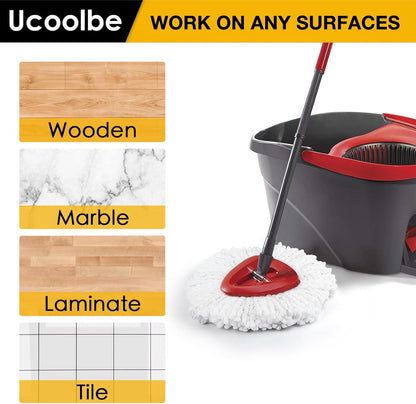 Spin Mop Replacement Head for O Cedar 2 Tank RinseClean, 4 Microfiber mop Refill, 1 Scrub Brush, 1 Mop Stick, 1 Mops Base, Deep Cleaning, 30" to 58" Mop Handle Replacement