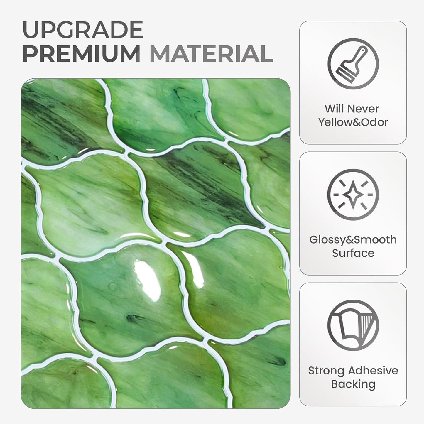 5 Sheets Peel and Stick Backsplash, Self Adhesive Wall Tiles, 3D Adhesive Tile Backsplash, 12"x12"Premium Self Adhesive Wall Tiles Peel and Stickfor Kitchen, Bathroom, RV(Spring Moss)