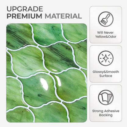 5 Sheets Peel and Stick Backsplash, Self Adhesive Wall Tiles, 3D Adhesive Tile Backsplash, 12"x12"Premium Self Adhesive Wall Tiles Peel and Stickfor Kitchen, Bathroom, RV(Spring Moss)