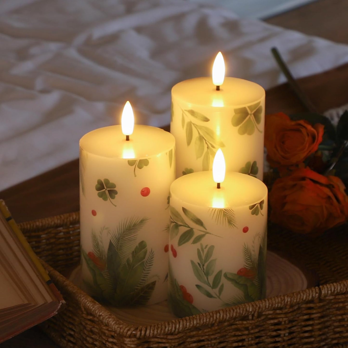 JOIONE Flameless Pillar Candles with Remote, 3 Pack Battery Operated Real Wax LED Candles, LED Candle that Perfect for Home Decorations Fireplace Table, White