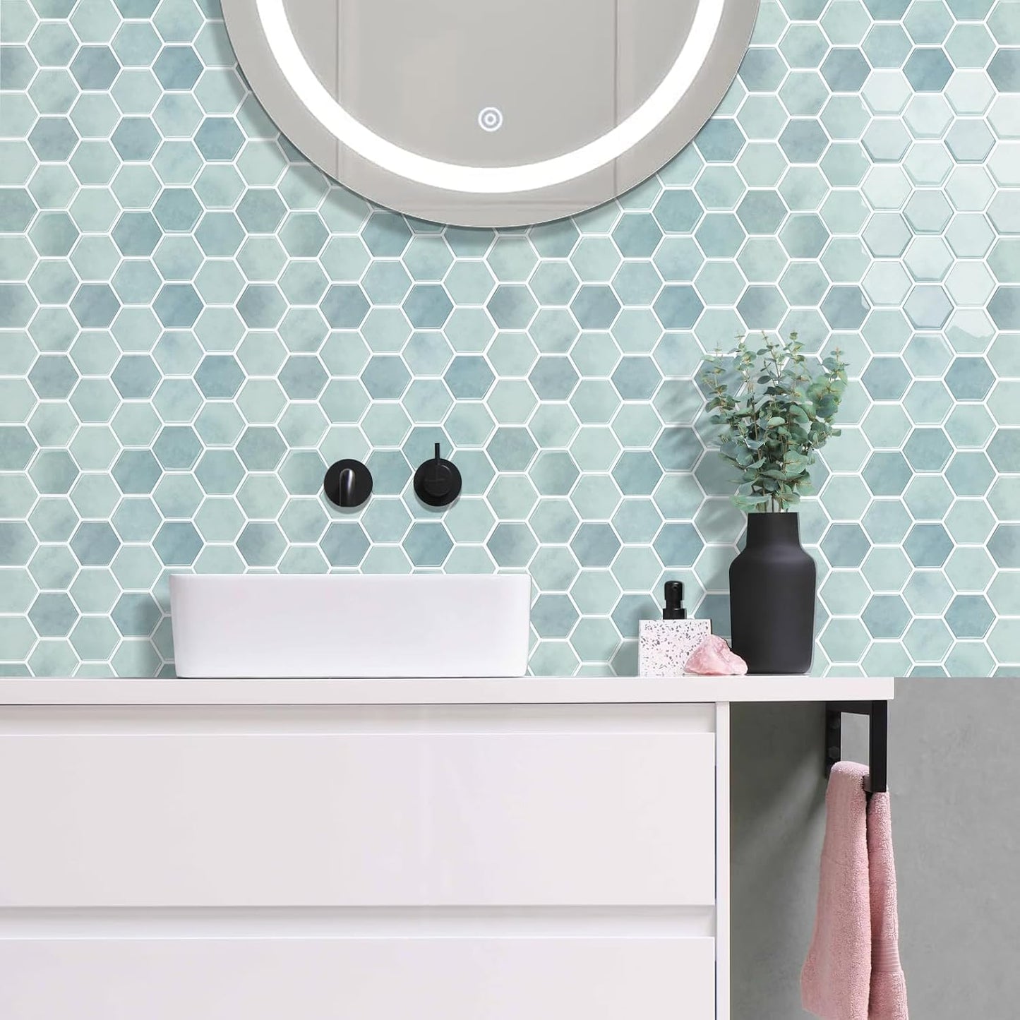 10-Sheet Hexagon Peel and Stick Backsplash for Kitchen, New Upgrade Premium Extra Thicker Design 3D Self Adhesive Wall Tiles, Large Stick on Tiles for Kitchen and Bathroom (12" x 12")