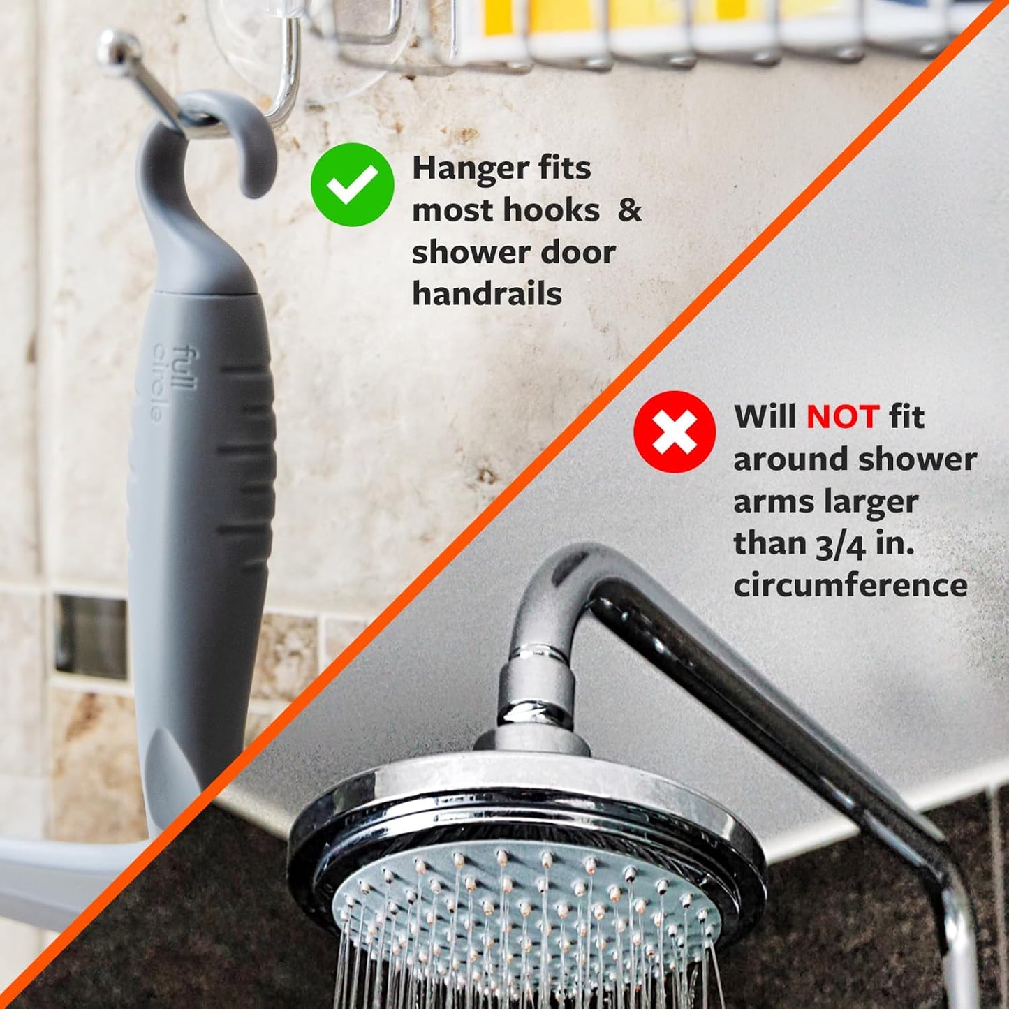 Full Circle Clean Ocean Squeegee - Shower, Glass, Window, Tile, Windshield - Streak-Free Finish with Rotating Hook for Easy Storage