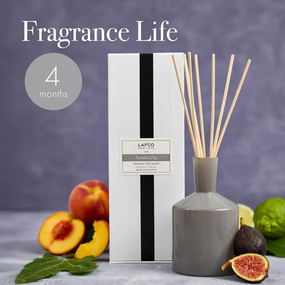 LAFCO New York Classic Reed Diffuser, Sea & Dune - 6 oz - Up to 3 Months Fragrance Life - Reusable Glass Vessel - Natural Wood Reeds - Made in The USA
