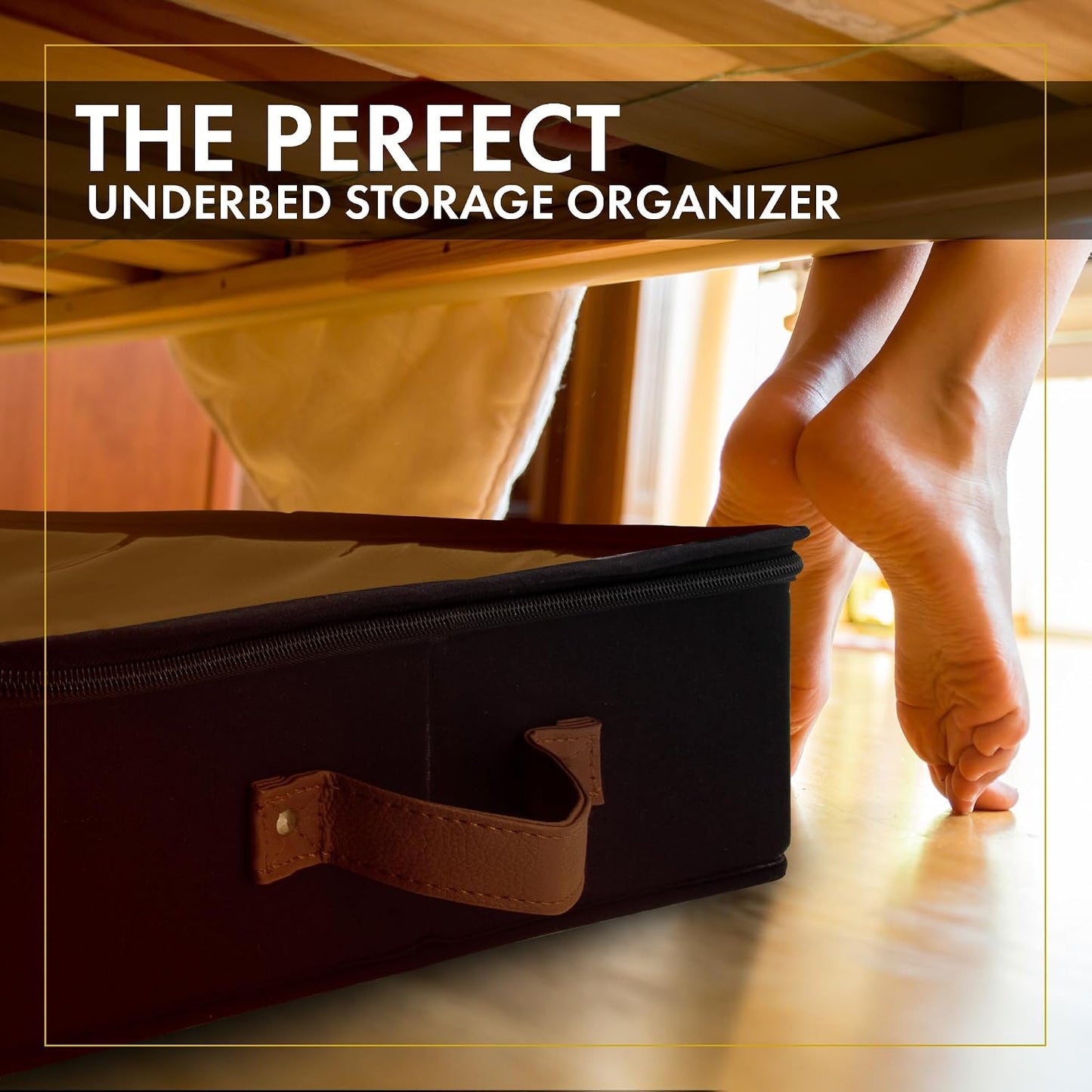 HOMELUX THEORY 2pc Low Profile Under Bed Storage Containers, Thin Under Couch Storage Organizer with Bins & Lids, Underbed Storage Box Ideal for Seasonal Clothes, Blankets, Fabric & Shoes (Ivory)