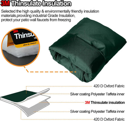 Enlarge Outdoor Faucet Cover for Winter Freeze Protection, 3M Thinsulate, 10”H x 6.3”W Hose Bib Covers for Wall Taps Outside, Waterproof & Frost Free Insulated Spigot Cover, 2 Pcs Faucet Socks - Black