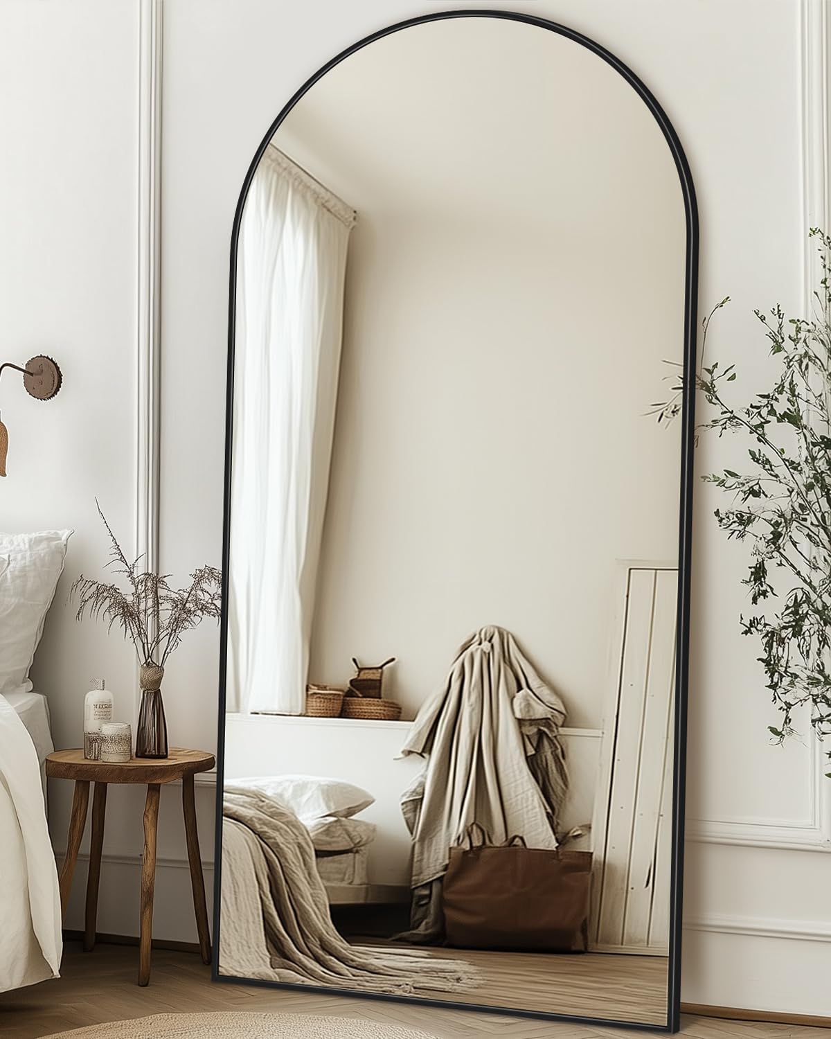 Full Length Mirror with Stand, 71"x28" Arched Full Body Large Stand Up Aluminum Frame Floor Standing Mirror, Freestanding Hanging Leaning Mounted for Bedroom Living Room Entryway Gold