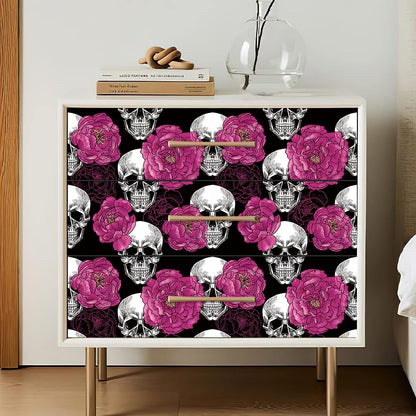 Floral Peel & Stick Wallpaper - Boho Removable Wallpaper for Bedroom & Bathroom - Black/Sand/Oliva - Easy Peel Off - Vintage - Renter Friendly - 118.1" X 17.7"