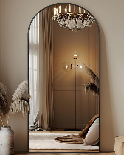Antok 58" x19” Arched Full Length Floor Mirror, Gold Aluminum Frame, Free Standing/Wall Mount/Leaning for Bedroom, Living Room, Dressing Room