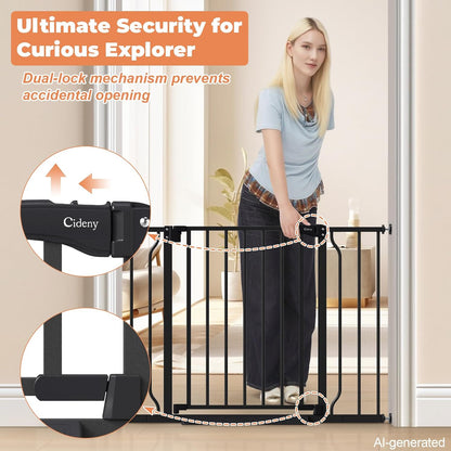 Baby Gate No Drilling, 29"-40" Auto Close Dog Gate Indoor for Doorways & Stairs, Pressure Mounted Adjustable Pet Gate, Easy Walk Through Child Gate for Children & Pets Stroller Friendly, White