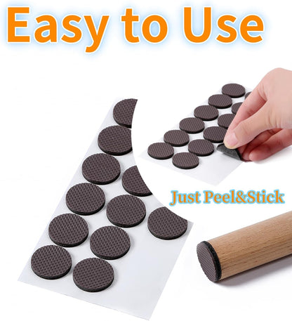 Non Slip Furniture Pads 1/2" x 3" Rubber Strips Self Adhesive Furniture Grippers Chair Leg Pads Rubber Chair Feet Anti Scratches Non Skid Furniture Pad Floor Protectors, 40 Pcs Rectangle