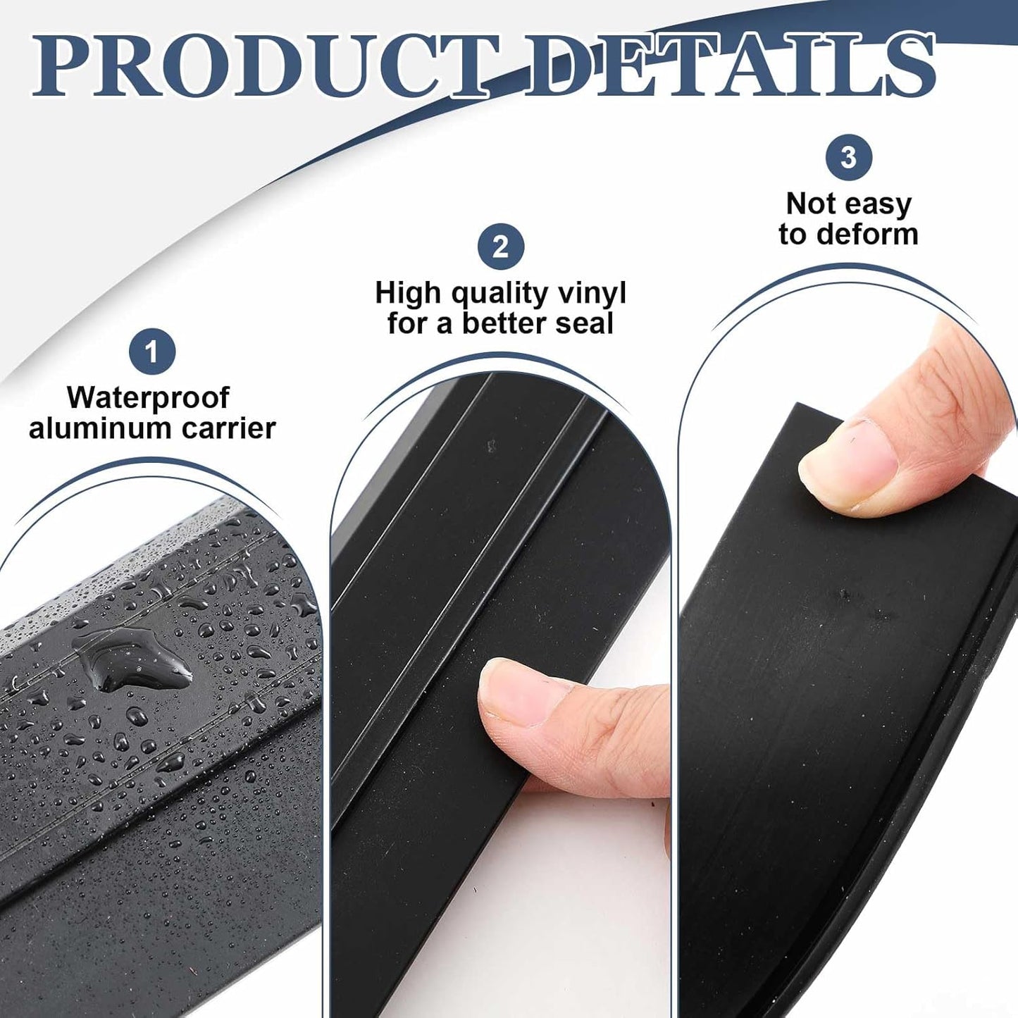 FoldTier 4 Pcs All-Season Door Sweep for Bottom of Door Exterior and Interior, Aluminum Alloy and Rubber, Commercial Weather Stripping Draft Stopper for Threshold Seal (1-3/4 x 36 Inch,Black)