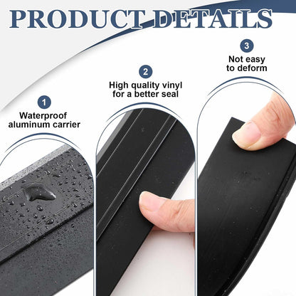 FoldTier 4 Pcs All-Season Door Sweep for Bottom of Door Exterior and Interior, Aluminum Alloy and Rubber, Commercial Weather Stripping Draft Stopper for Threshold Seal (1-3/4 x 36 Inch,Black)