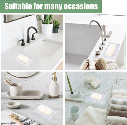 2 Pcs Plastic Bar Soap Holder Soap Tray Non-Slip Soap Saver Self Draining Soap Dish for Bar Soap Clear Soap Dryer for Shower Bathroom Kitchen Restaurant Counter