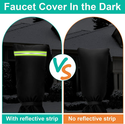 25" L x 13"W Winter Spigot Cover - Black Long Outdoor Faucet Cover Socks for Freeze Protection Pipe Insulation with Reflective Strip
