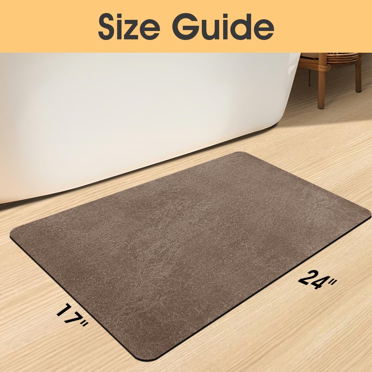 ACCUMTEK Non Slip Bath Mat, Thin Bathroom Rugs Fit Under Door, Quick Dry Bath Mats, Machine Washable Bath Rugs for Bathroom, Bathtub & Kitchen, Grey/Bordered/24 x17