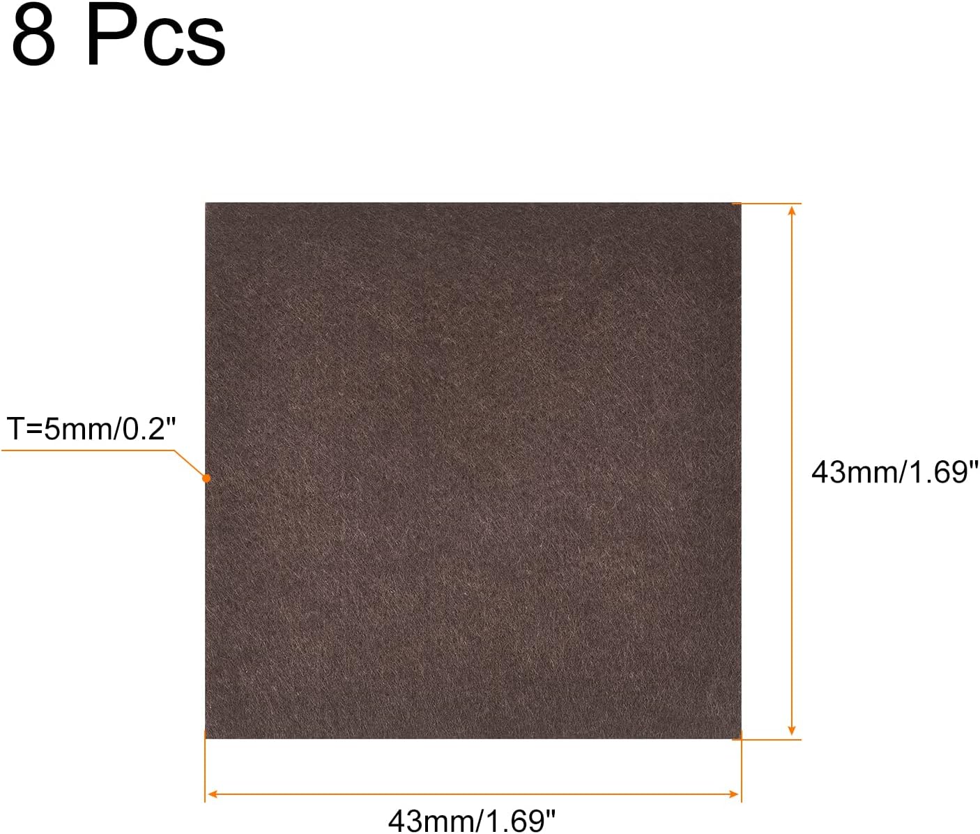 uxcell Felt Furniture Pads, 1.5-inch x 1-inch Self Adhesive Cuttable Anti Scratch Square Floor Protectors for Furniture Legs Hardwood Floor, Brown 16Pcs