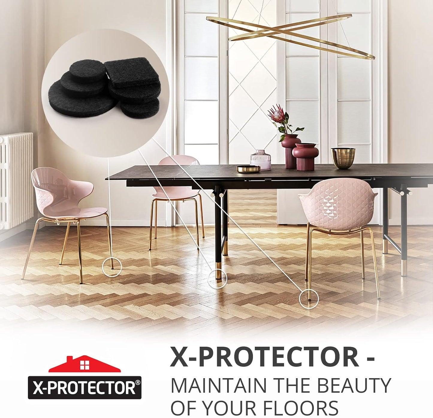 X-PROTECTOR 357 pcs Premium Huge Pack Felt Furniture Pads! Quantity of Furniture Sliders with Many Big Sizes – Your Ideal Floor Protectors. Protect Your Hardwood & Laminate Floor!