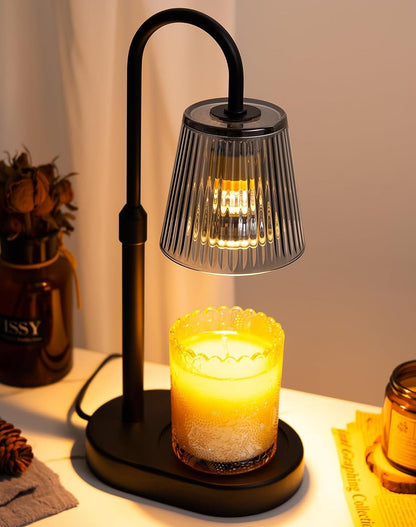 Adjustable Candle Warmer Lamp with Timer - Electric Light Wax Warming Dimmable Flameless Top Melter Heater Melting Heating Height Small Jar Candles Gifts Women Mom Birthday Home Desk Modern Decor