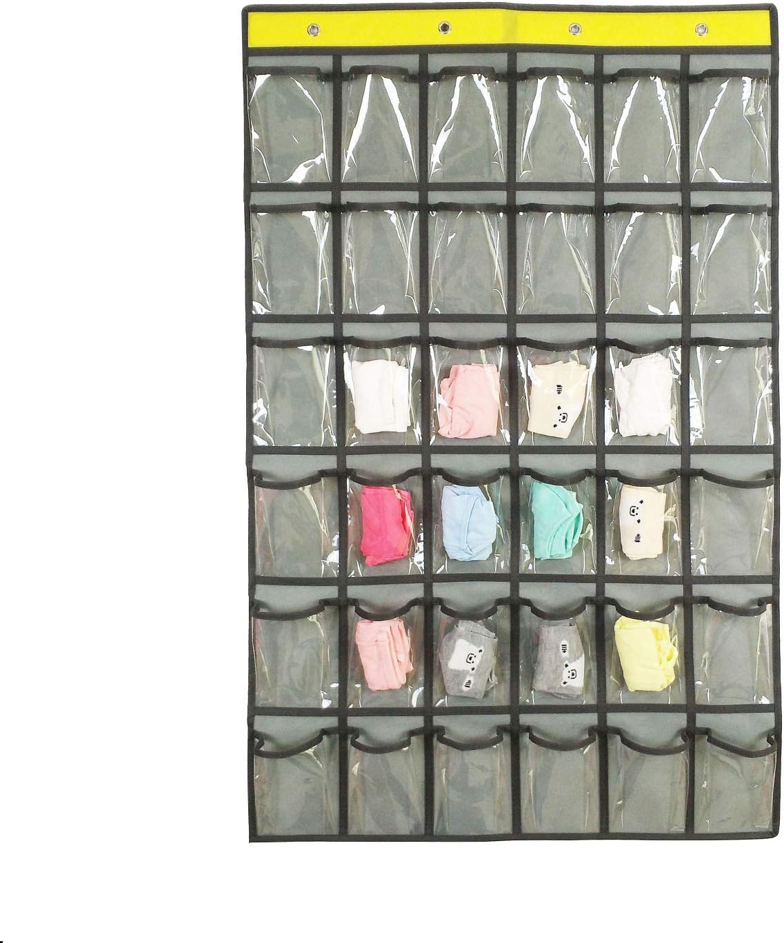NIMES Hanging Closet Underwear Sock Jewelry Storage Over The Door Classroom Cell Phone Calculator Organizer 36 Clear Pockets (Purple)