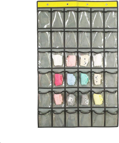 NIMES Hanging Closet Underwear Sock Jewelry Storage Over The Door Classroom Cell Phone Calculator Organizer 36 Clear Pockets (Purple)