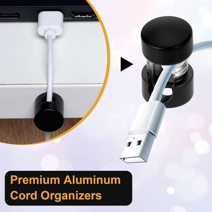 3pcs Cable Anchors for Desk, Adhesive Metal Cord Organizers, Adjustable 2-in-1 Cord Clips Charger Cable Management for Nightstand Office Home Desktop Wall- Gold & Copper & Black
