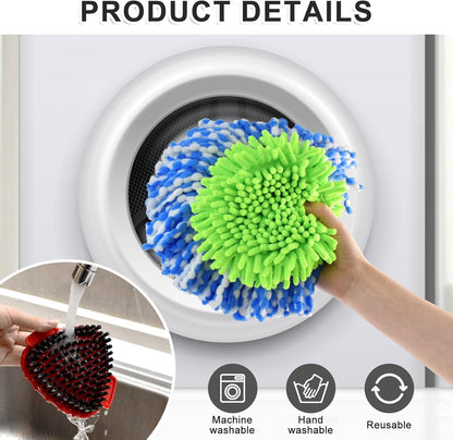 Mop Head Replacement for O Cedar, Spin Mop Replacement Head for Ocedar Easywring 1 Tank System, Mop Heads Includeds 4 Mop Replacement Heads , 1 Spin Scrub Brush & 1 Base