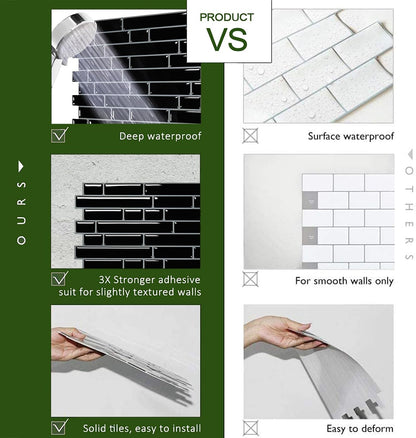 STICKGOO Thicker Design Peel and Stick, Self Adhesive Stick On Tile Backsplash for Kitchen and Bathroom, Beige & White, 12”×12”, 10 Sheets
