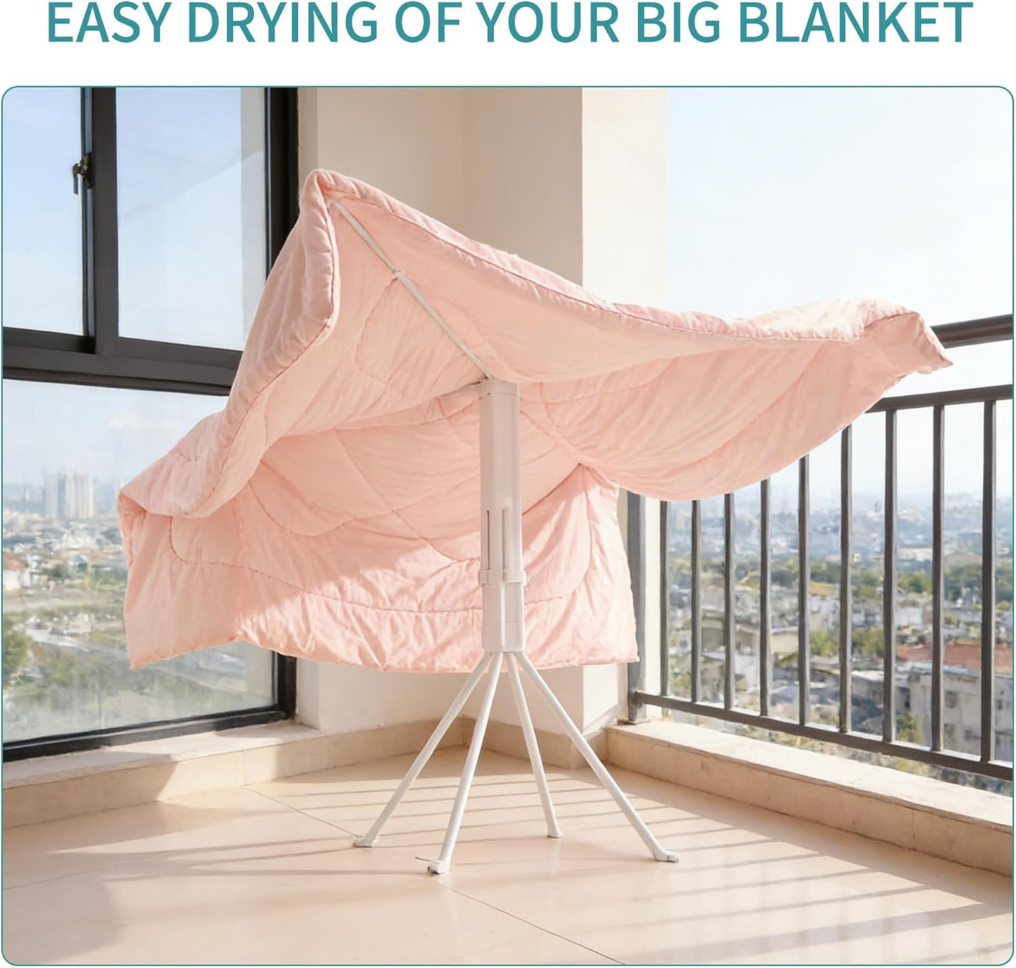 JOOM Tripod Clothes Drying Rack, Garment Rack Portable and Foldable Space Saving Laundry Drying Rack - Drying Rack Clothing Floor Folding Balcony Bedroom Household Wooden