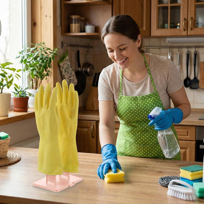 JJUNW 1 Pc Kitchen Gloves Holder, Dish Glove Holder Reusable Plastic Glove Drying Rack, Vertical Pink Rubber Glover Drying Dryer Rack for Dish Gloves Rags Sponge Kitchen Organizer