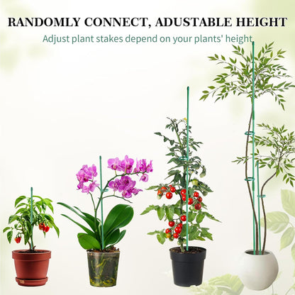 15" Plant Stackes for Indoor Plants, Adjustable Plant Support Stakes with Clips, Plant Sticks Support Tall for Indoor Orchid Monstera Tomato Potted Plants, Great Garden Stakes- 16pcs