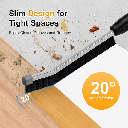 Crevice Cleaning Brush 3 Pack, Stainless Steel Bristle Support Rod, Rust-Resistant & Durable, Rounded Protective Head, Stiff Bristles for Tile Grout, Bathroom Gaps & Window Groove Brushes