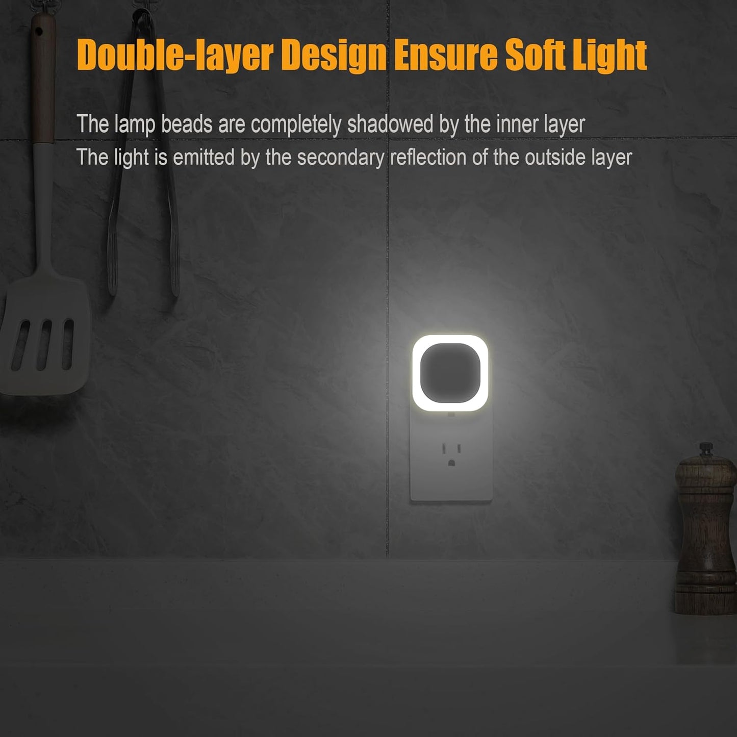 YUNLEX 2 Pack Red Night Light with Dusk to Dawn Sensor, Eye-Care Reflected Glow, 0% Blue Light True Red LED, 3-Level Brightness, Auto On/Off, Plug-in Nightlight for Sleep, Kids, Bedroom, Bathroom