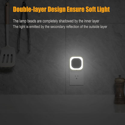 YUNLEX 2 Pack Red Night Light with Dusk to Dawn Sensor, Eye-Care Reflected Glow, 0% Blue Light True Red LED, 3-Level Brightness, Auto On/Off, Plug-in Nightlight for Sleep, Kids, Bedroom, Bathroom