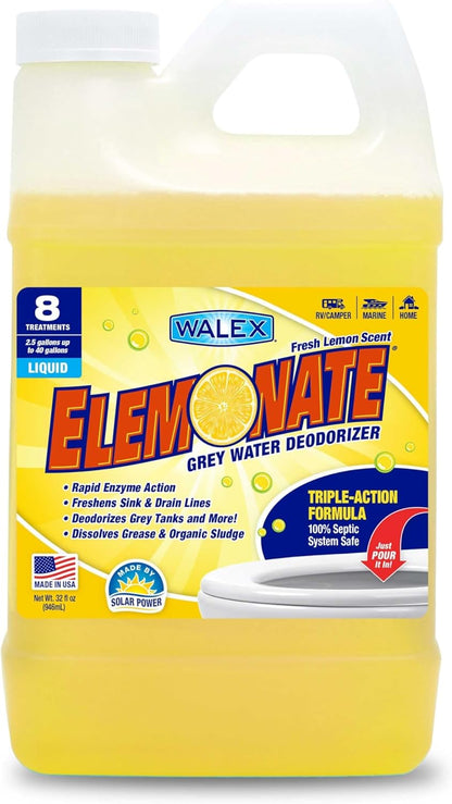 Walex Elemonate RV Grey Water Tank Deodorizer Tablets - Fresh Lemon, 5-Pack