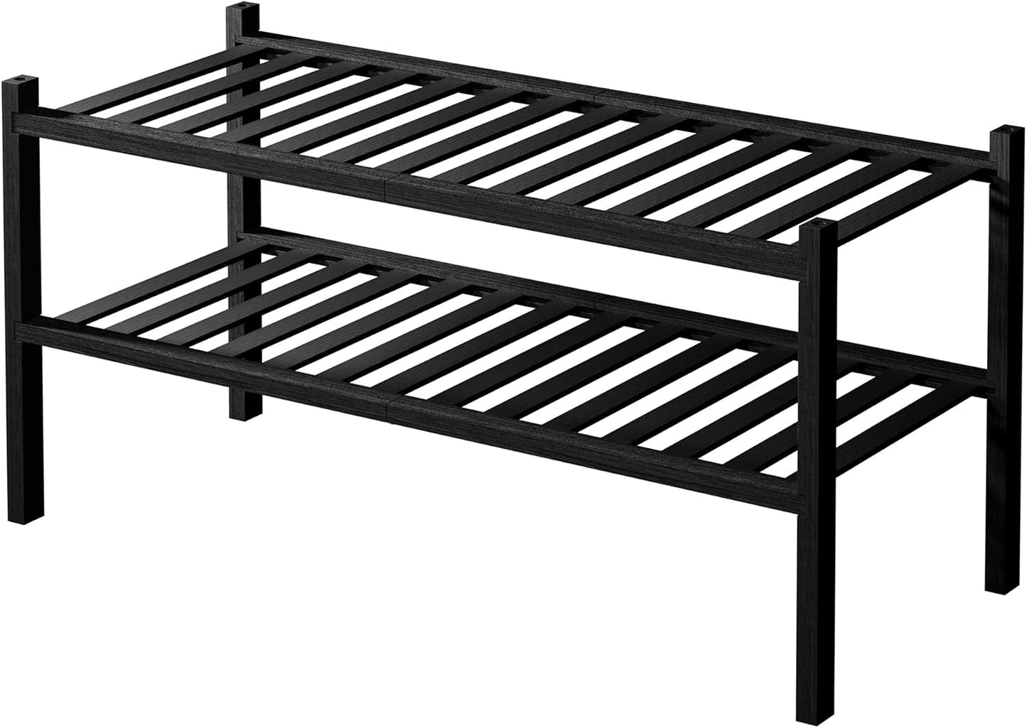 ROMGUAR CRAFT 3 Tier Bamboo Shoe Rack for Closet Free Standing Wood Shoe Shelf Storage Organizer for Entryway Small Space Stackable 27"x11"x20" (Natural)