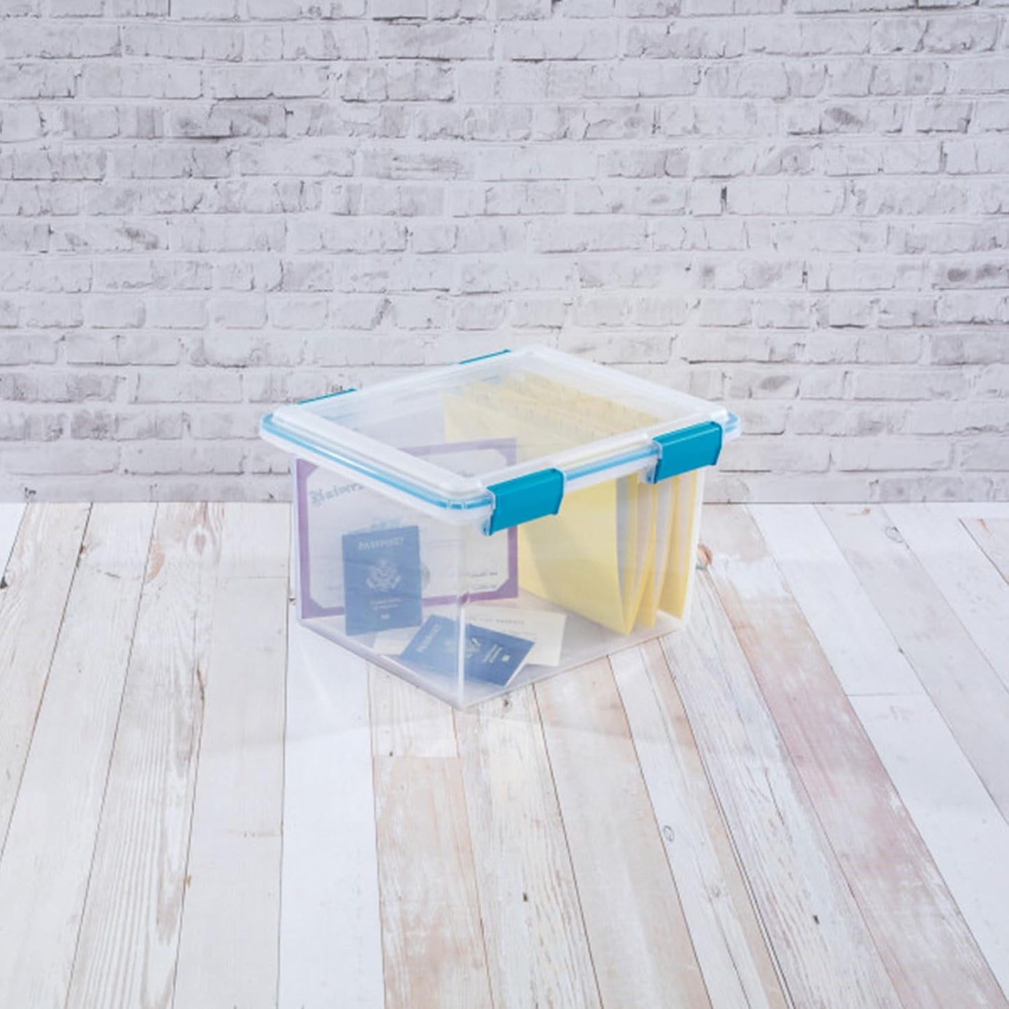 Sterilite 4-Pack Gasket Box, Home Storage Organizer Bins with Lids, 37 Quart – Stackable Clear Plastic Containers for Bedroom, Bathroom, Garage, Basement, or Attic