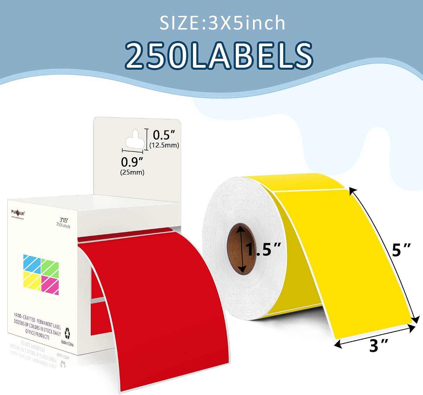 PARLAIM 3 X 5 Inch Rectangle Adhesive Color Coding Stickers,Square Inventory Stickers -250 Per Dispenser Box (Fluorescent Green)