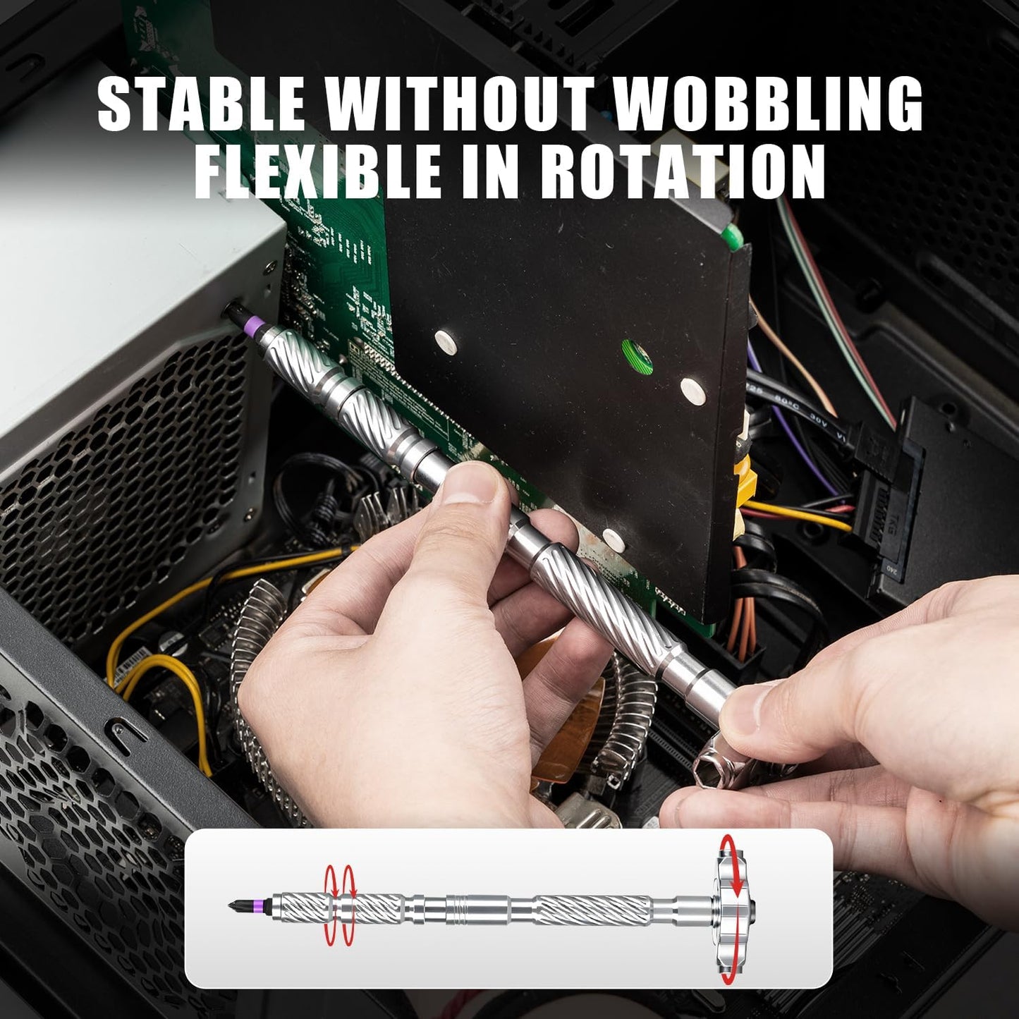 VMAN Ratchet Screwdriver Set, magnetic Screwdriver sets, S2 Steel Bits, DIY Combination Flexible Shaft, Suitable for Furniture Assembly, Precision Electrical Appliance Repair, Bicycle Tools