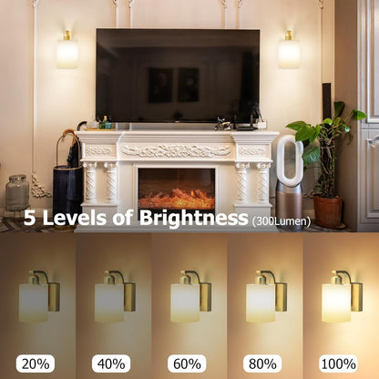 iThird Wall Sconce Battery Operated Set of 2, 6000mAh Rechargeable Wall Lights with Touch Control and Remote Control, Wireless Wall Lamps for Bedroom, Black Sconces Wall Decor for Living Room Hallway