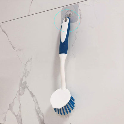 2-Pack Kitchen Round Scrub Brush for Cleaning Dishes Pots Pan Sink and Bathroom with Comfortable Long Handle
