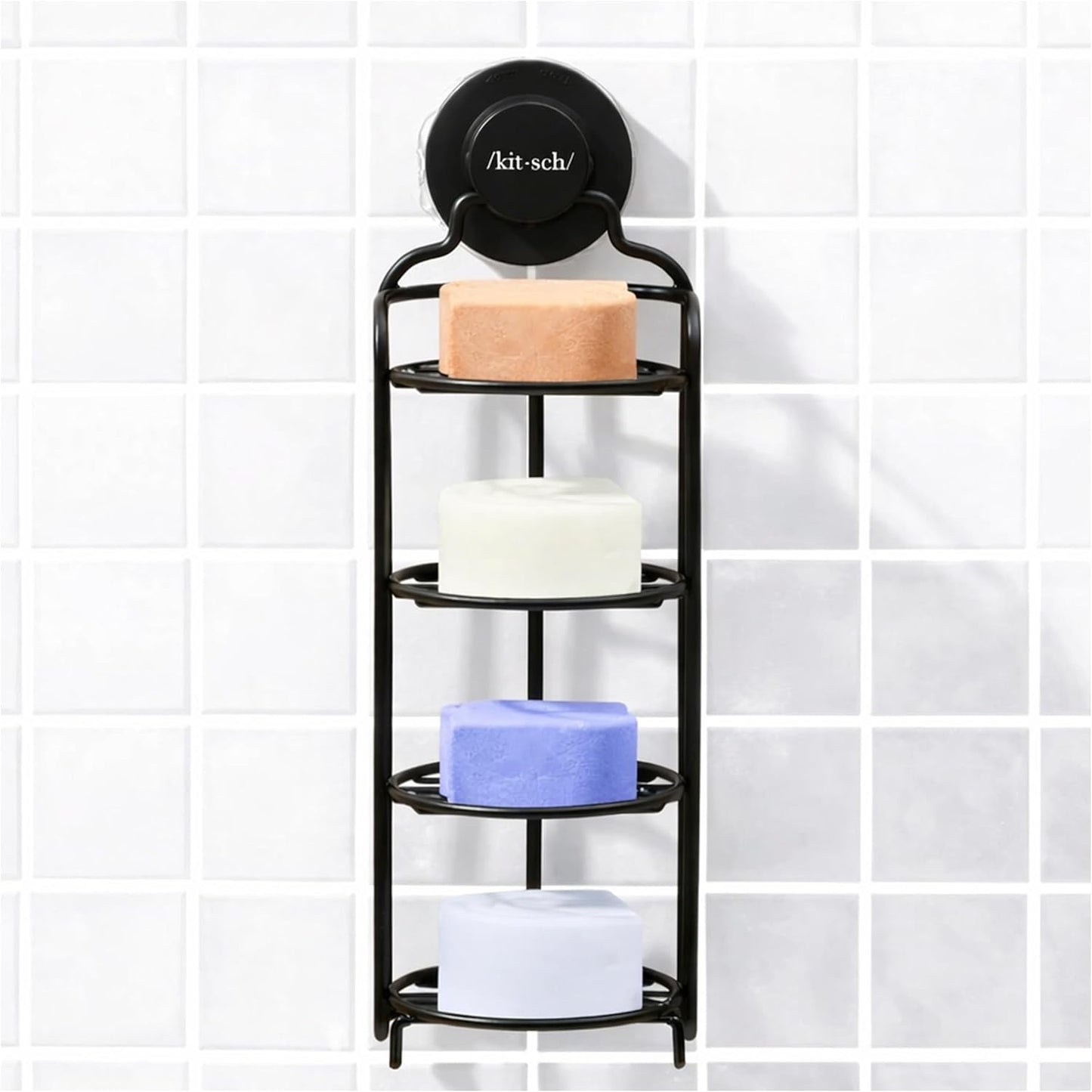 Kitsch Shower Caddy Hanging with Suction Cup – Self-Draining Shampoo Bar Holder & Shower Shelves for Conditioner Bars & Soap – Rust Proof Bathroom Caddy, and Wall Mount or Free-Standing Organizer