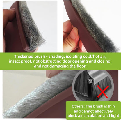 2 PCS Brush Door Sweep, Draft Stoppers for Bottom, Draft Stopper with Brush for Exterior Door, Bottom Seal Strip for Protection Against Bug, Dust, 2" W x 39" L, Black