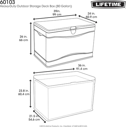 LIFETIME 60012 Extra Large Deck Box, 130 Gallon, Desert Sand/Brown