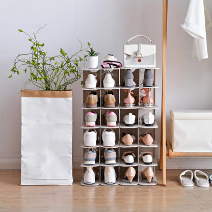 6-Tier Narrow Shoe Rack for Small Entryways, Space-Saving Adjustable Stackable Shelves, Free Standing Shoe Organizer for Closet, Corner, Doorway, Grey